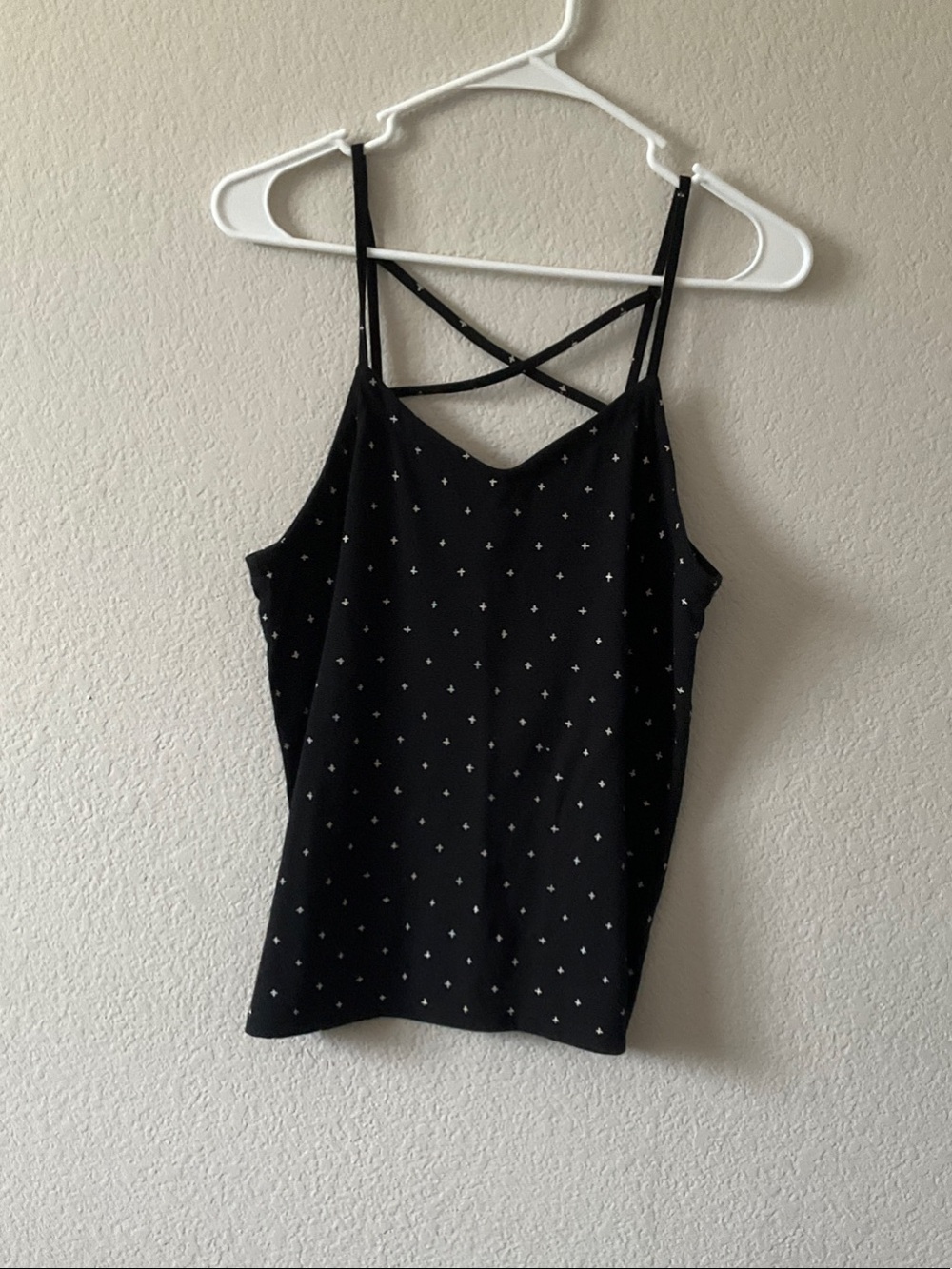 Universal Thread Black Polka Dot Crisscross Cami Tank